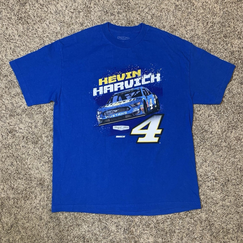 Kevin Harvick Shirt Mens XL Blue NASCAR Busch Racing Double Sided Graphic Tee